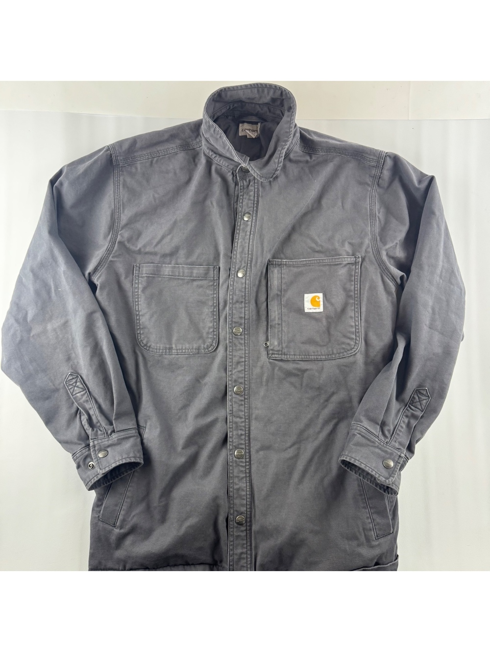 Carhartt Rugged Flex Canvas Fleece Lined Shirt Jacket Mens M Gray 102851